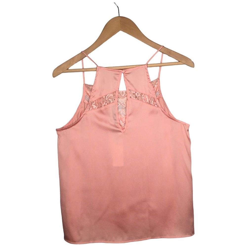 New Sugar Lips Aurora Lace Inset Racerback Cami Spaghetti Straps Blush Medium - Picture 7 of 12